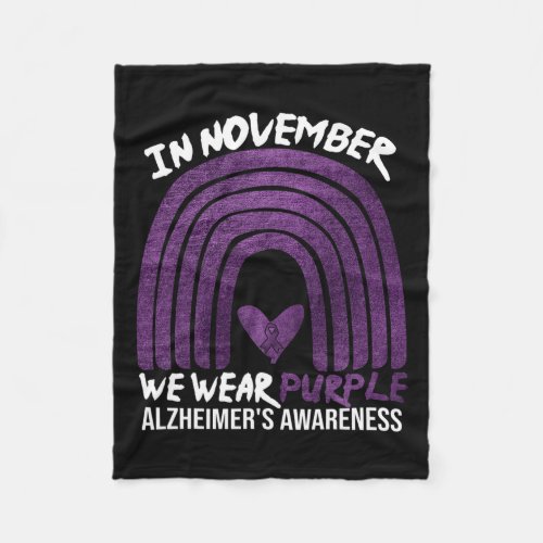 November We Wear Purple Alzheimerheimers Awarenes Fleece Blanket