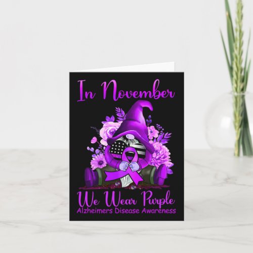 November We Wear Purple Gnome Pumpkin Alzheimerhei Card