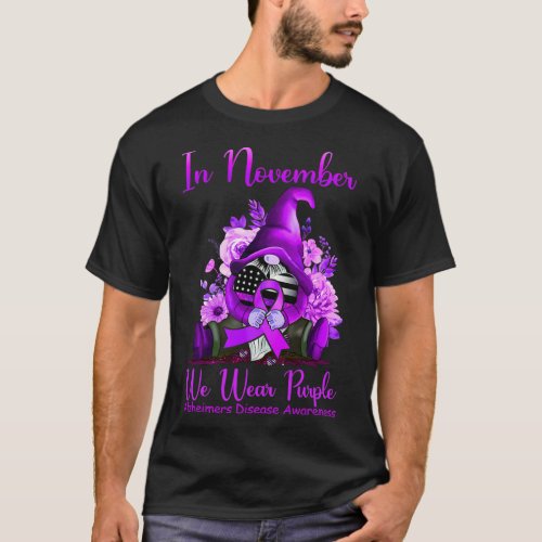 November We Wear Purple Gnome Pumpkin Alzheimerhei T_Shirt