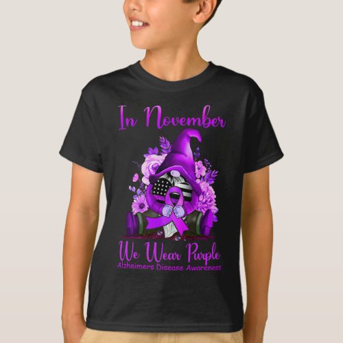 November We Wear Purple Gnome Pumpkin Alzheimerhei T_Shirt