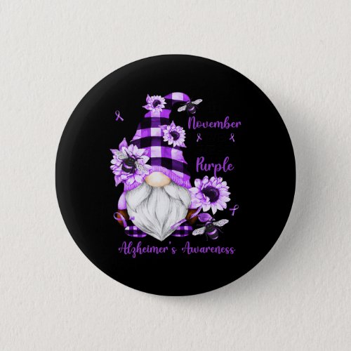 November We Wear Purple Gnomes Alzheimerheimer Awa Button