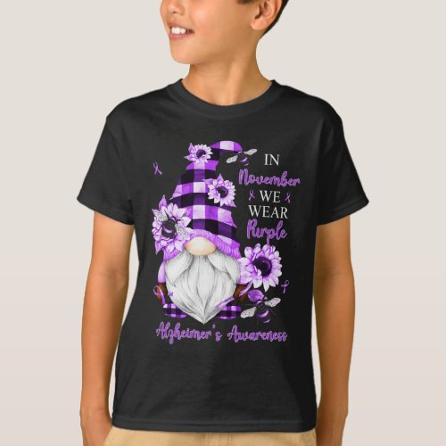 November We Wear Purple Gnomes Alzheimerheimer Awa T_Shirt