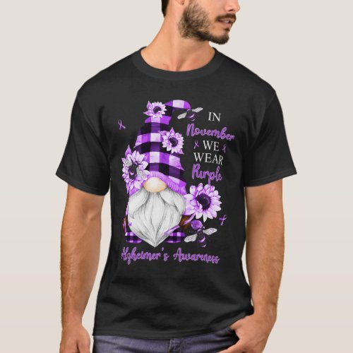 November We Wear Purple Gnomes Alzheimerheimer Awa T_Shirt