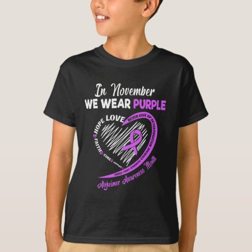 November We Wear Purple Ribbon Alzheimerheimer Awa T_Shirt