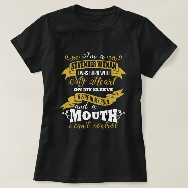 November Woman Birthday T-shirt (Design Front)