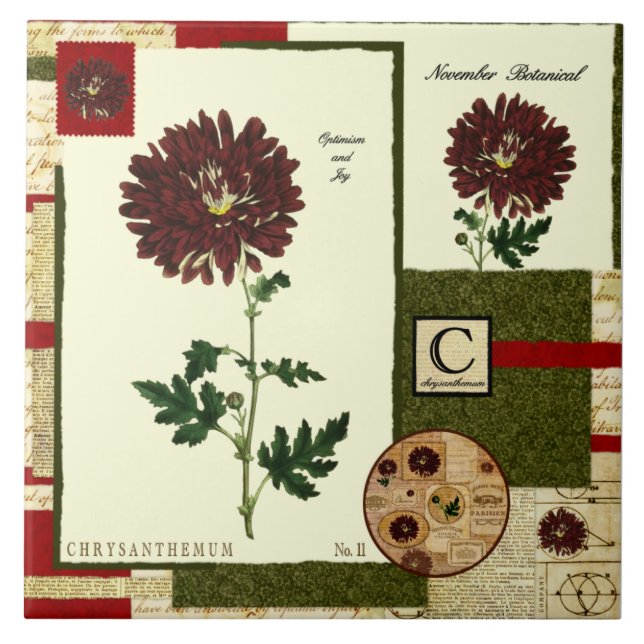 November's Flower Ceramic Tile (Front)