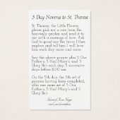 Novena Holy Card of St. Therese Painting (Back)