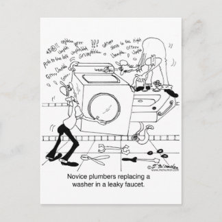 Novice Plumbers Install a Washer Postcard