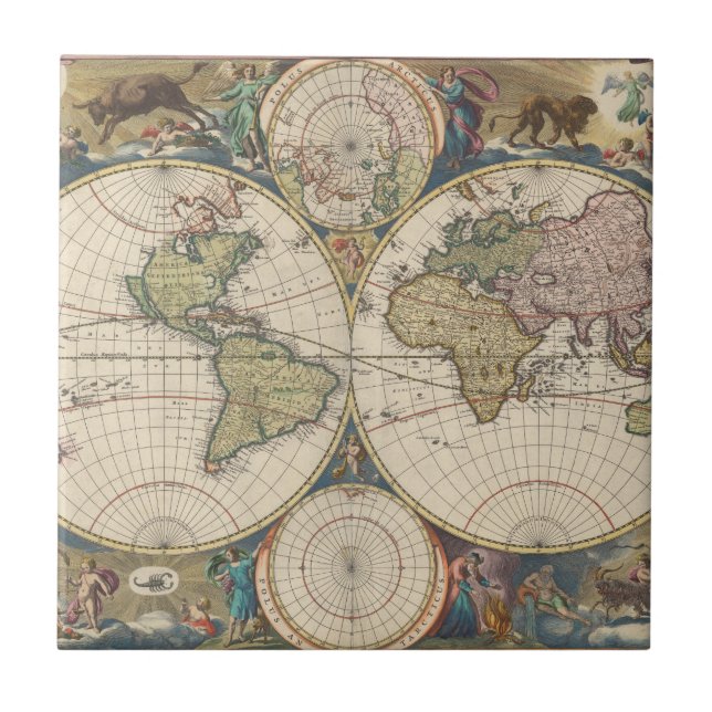 Novissima Totius Terrarum Orbis Tabula Ceramic Tile (Front)