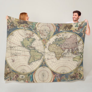 Novissima Totius Terrarum Orbis Tabula Fleece Blanket
