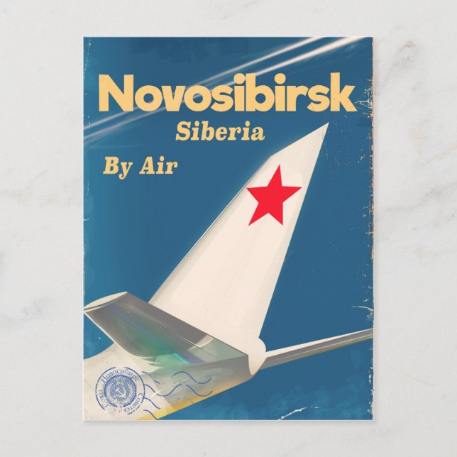 Novosibirsk Siberia soviet union flight poster Postcard (Front)