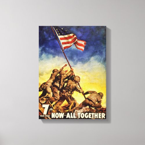 Now all together Vintage War Poster Restored Canvas Print