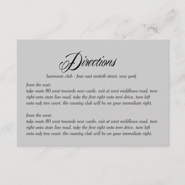 Now and Forever Directions Card (Front)