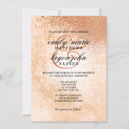 Now and Forever Orange Coral Wedding Invitation