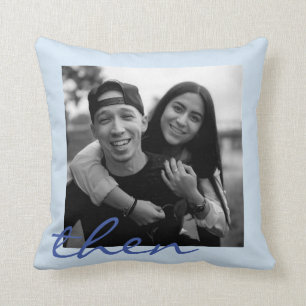 Now and Then Love Story Two Photo Keepsake Throw Pillow