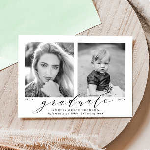 Now and Then Mint Green Photo Graduation Announcement