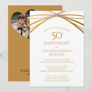 Now and Then Photo Surprise 50th Anniversary Party Invitation