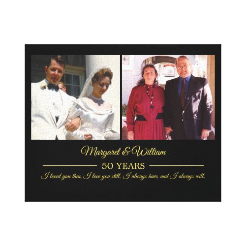 Now and Then Photos Gold Text Anniversary Photo 