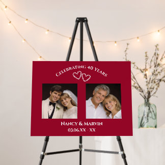 Now And Then Photos Red 40th Wedding Anniversary Foam Board