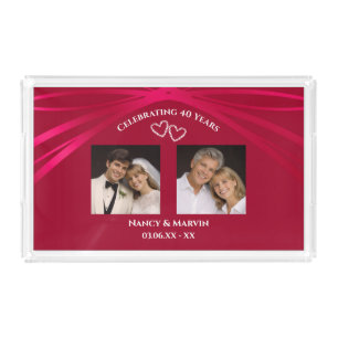 Now And Then Photos Ruby 40th Anniversary Gift Acrylic Tray