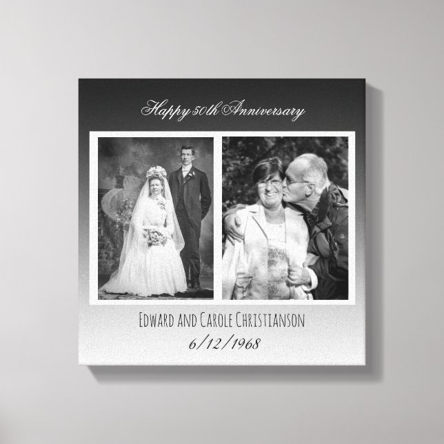 Now and Then Wedding Photo Anniversary Canvas Print (Front)