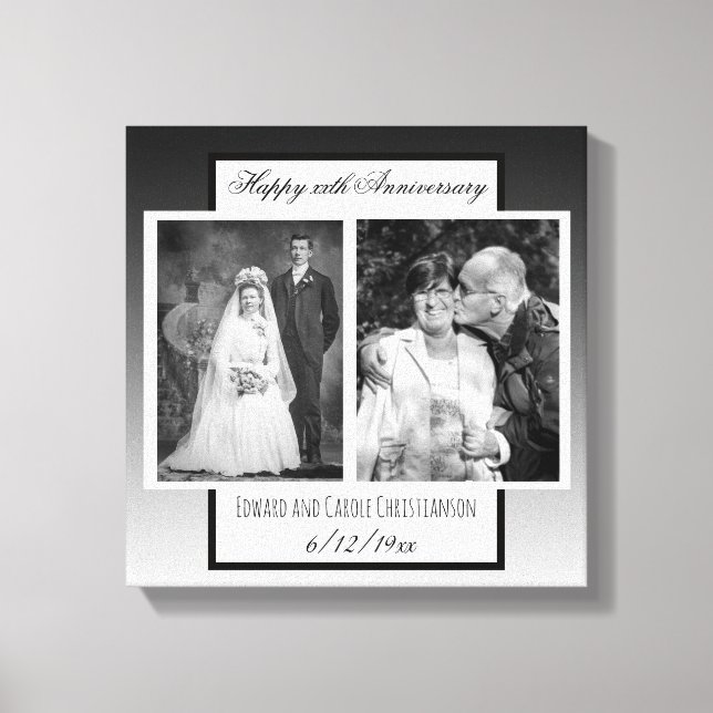 Now and Then Wedding Photo Anniversary Canvas Print (Front)