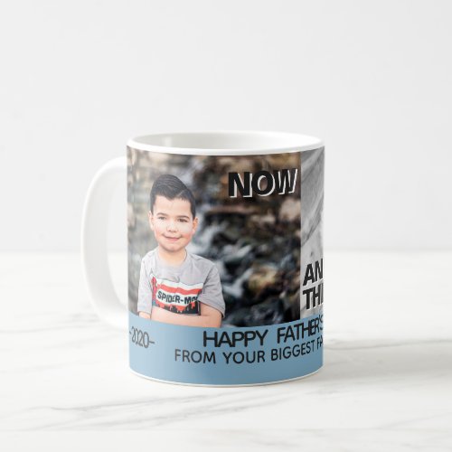 Now and then with pictures growing boy fathers day coffee mug