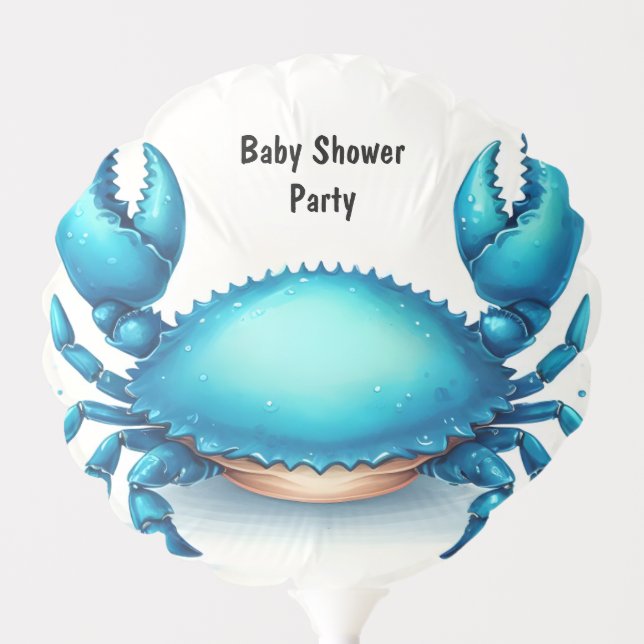 Now Beach Ocean Catch Navy Blue Crab Baby Shower Balloon (Front)