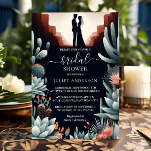 Now Boho Leaf Desert Cacti Succulent Bridal Shower Invitation