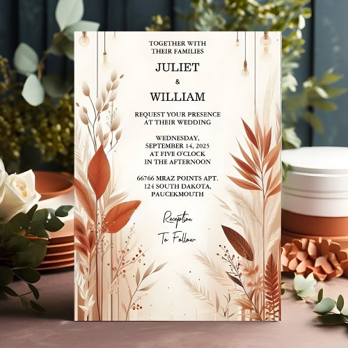 Now Desert Rustic Boho Autumn Ombre Brown Wedding Invitation