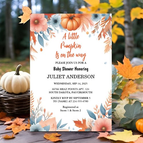 Now Farm Pink Blue Boho Girl Boy Fall Baby Shower Invitation