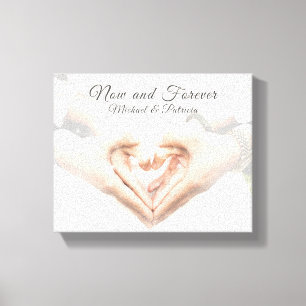 "Now & Forever" Couple Names Elegant Photo text Canvas Print