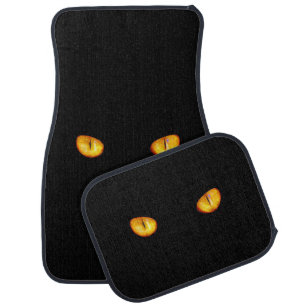Now He Sees you Black Cat Car Floor Mat