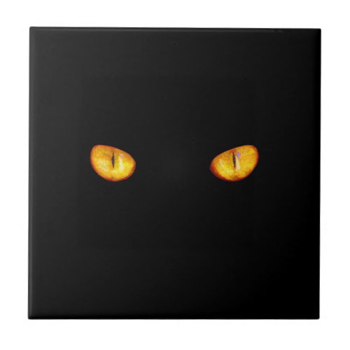 Now He Sees you Black Cat Ceramic Tile