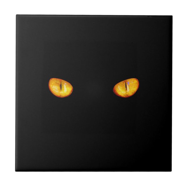 Now He Sees you Black Cat Ceramic Tile (Front)
