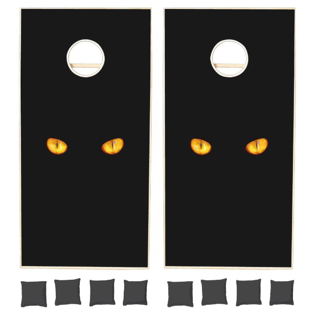 Now He Sees you Black Cat Cornhole Set (Set)
