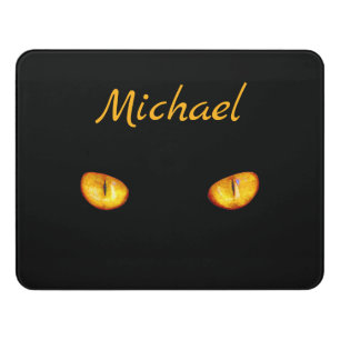 Now He Sees you Black Cat Door Sign