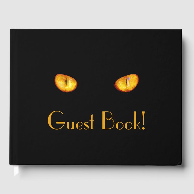 Now He Sees you Black Cat Guest Book (Front)