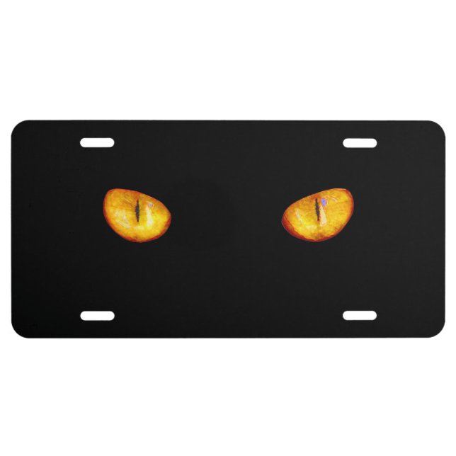 Now He Sees you Black Cat License Plate (Front)