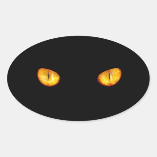 Now He Sees you Black Cat Oval Sticker