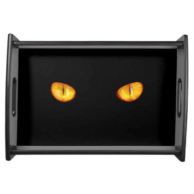 Now He Sees you Black Cat Serving Tray (Front)
