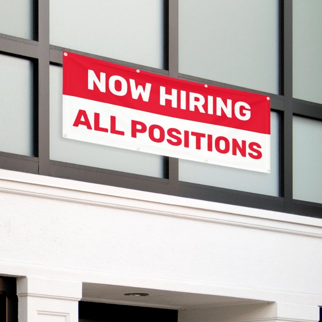 Now Hiring All Positions Help Wanted Business Banner (Outside Building)