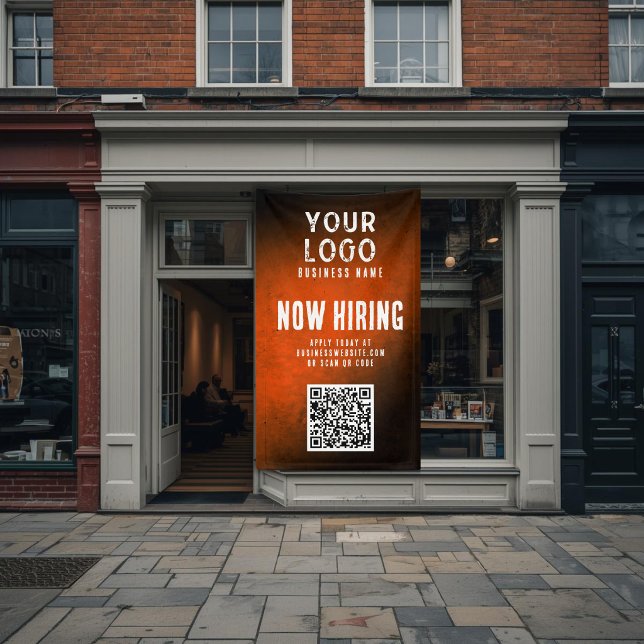 Now Hiring Banner QR Code Orange Grunge Gradient (Creator Uploaded)
