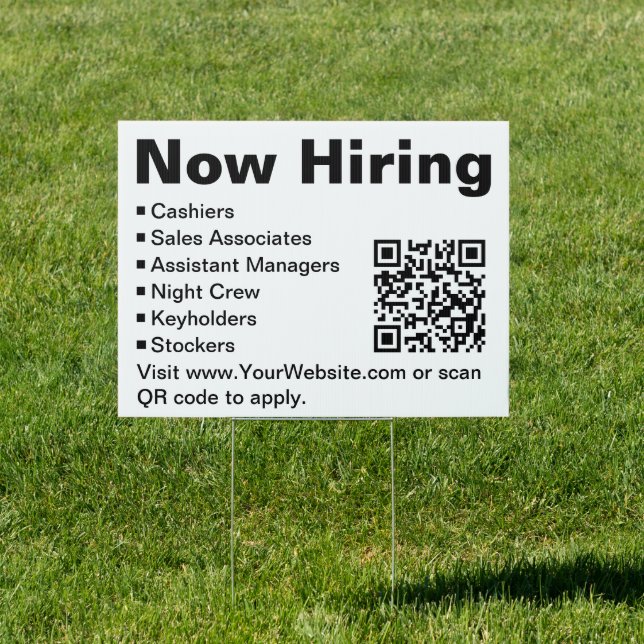 Now Hiring Black and White Retail Scan QR Code Sign (Insitu)