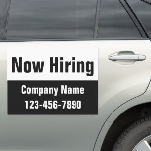 Now Hiring Black White Business Name Phone Number Car Magnet