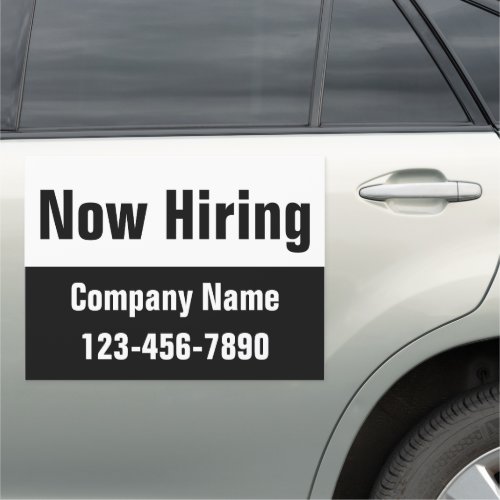 Now Hiring Black White Company Name Phone Number Car Magnet