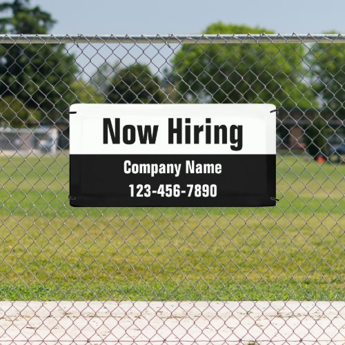 Now Hiring Black White Company Name Text Template Banner