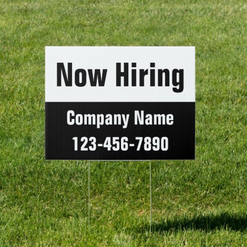 Now Hiring Black White Company Name Text Template Sign