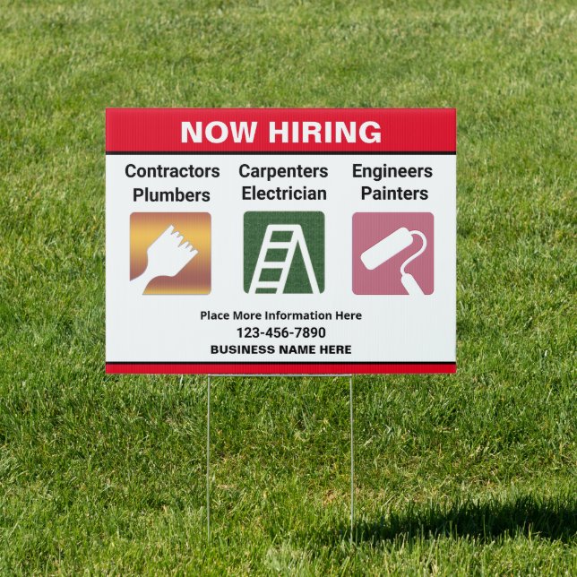 Now Hiring Business Name Custom Yard Sign (Insitu)