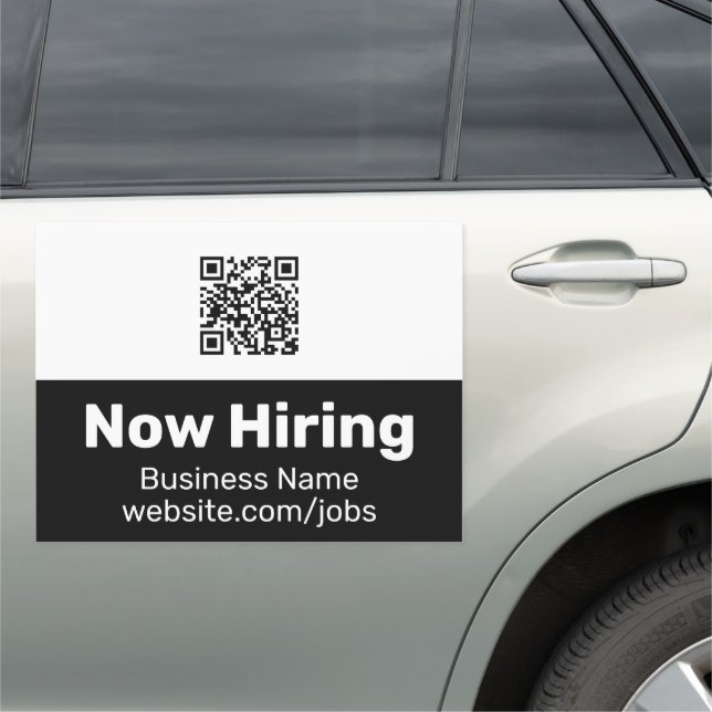 Now Hiring Business Name Website QR Code Car Magnet (In Situ)